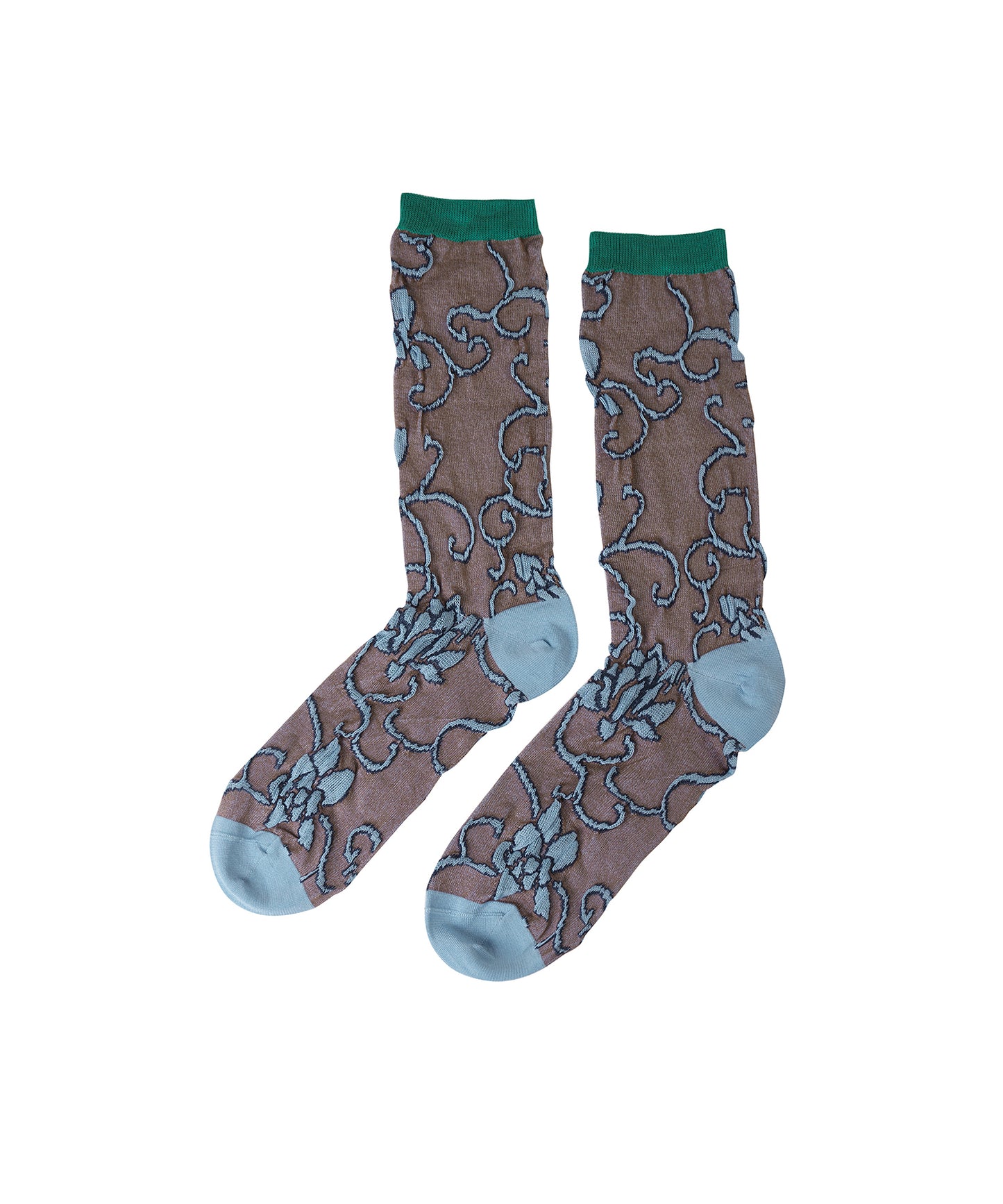 Oriental Floral-pattern Cotton-blend Socks