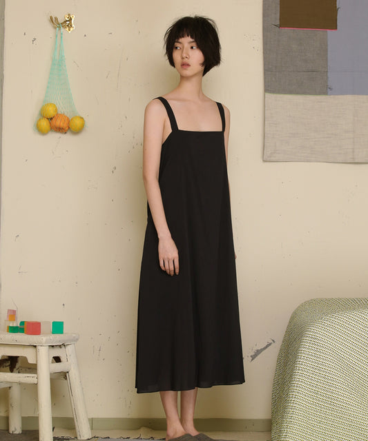 HOME Wide-strap Belted Cotton Dress