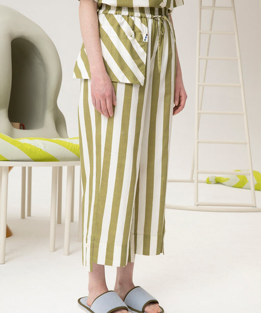 HOME Genderless Striped Drawstring-waist Cotton Pajama Pants