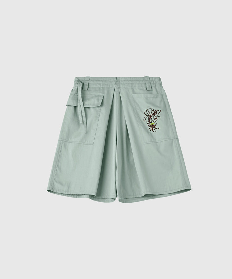 HOME Vegetable-embroidered Cotton-satin Pajama Shorts
