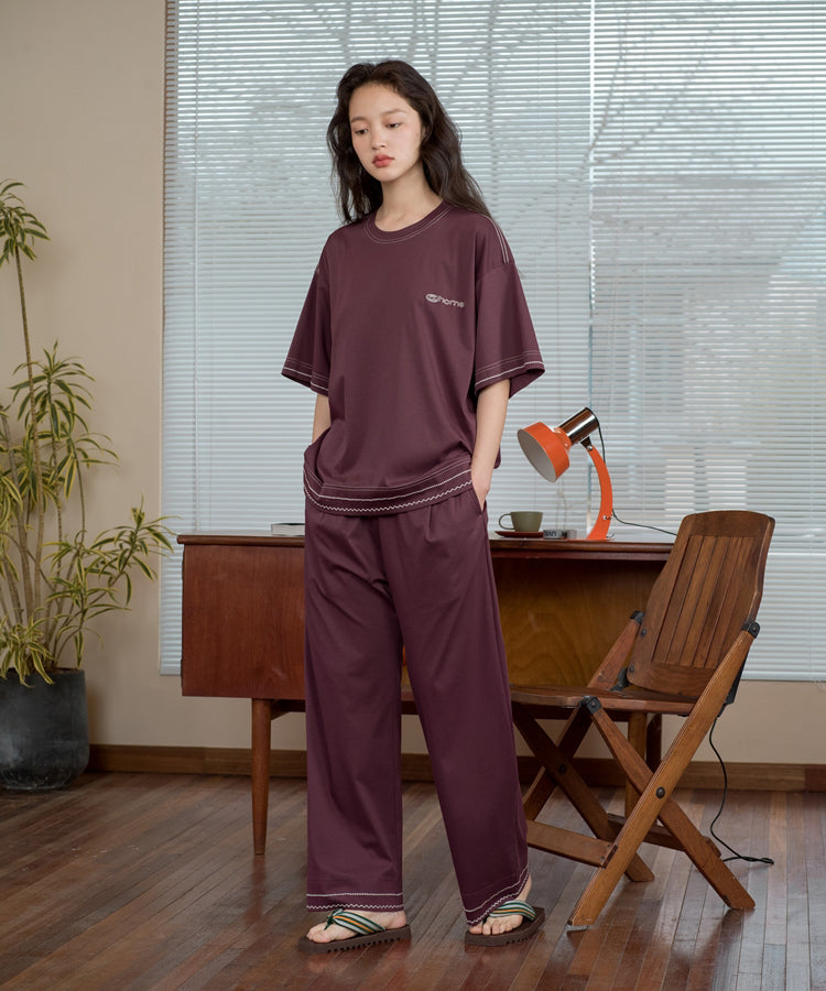 HOME Basic Cotton Relaxed-leg Trousers