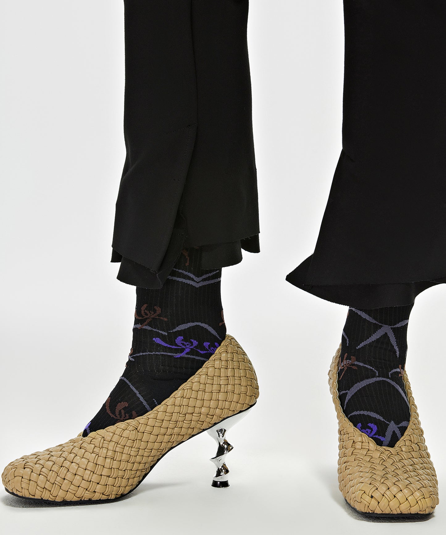 RetroOriental Jacquard Cotton-blend Crew Socks