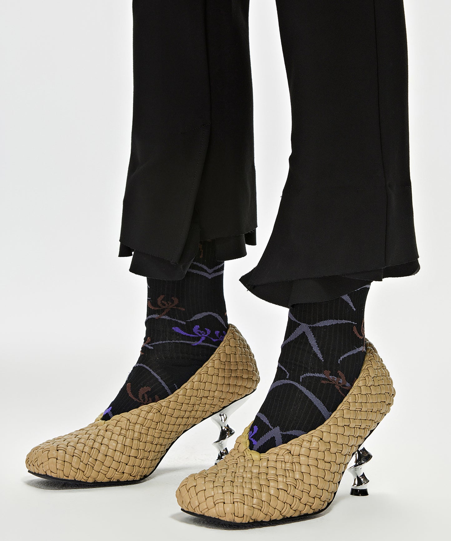RetroOriental Jacquard Cotton-blend Crew Socks
