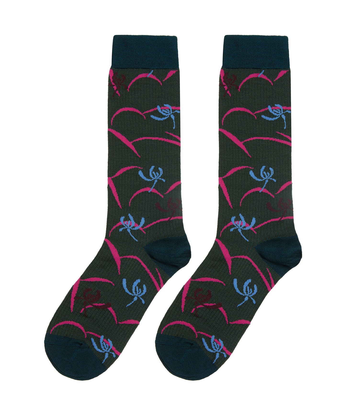 RetroOriental Jacquard Cotton-blend Crew Socks