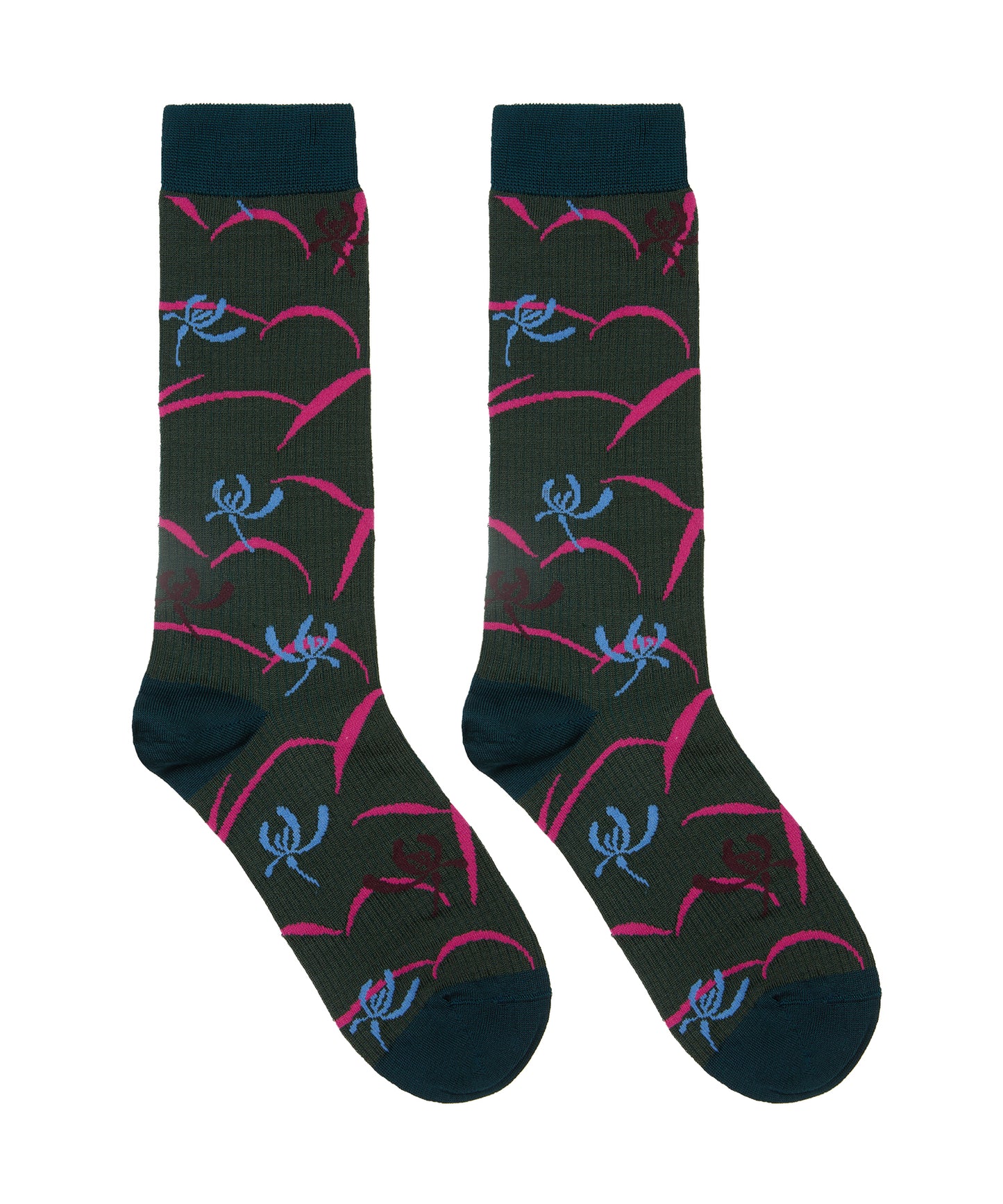 RetroOriental Jacquard Cotton-blend Crew Socks