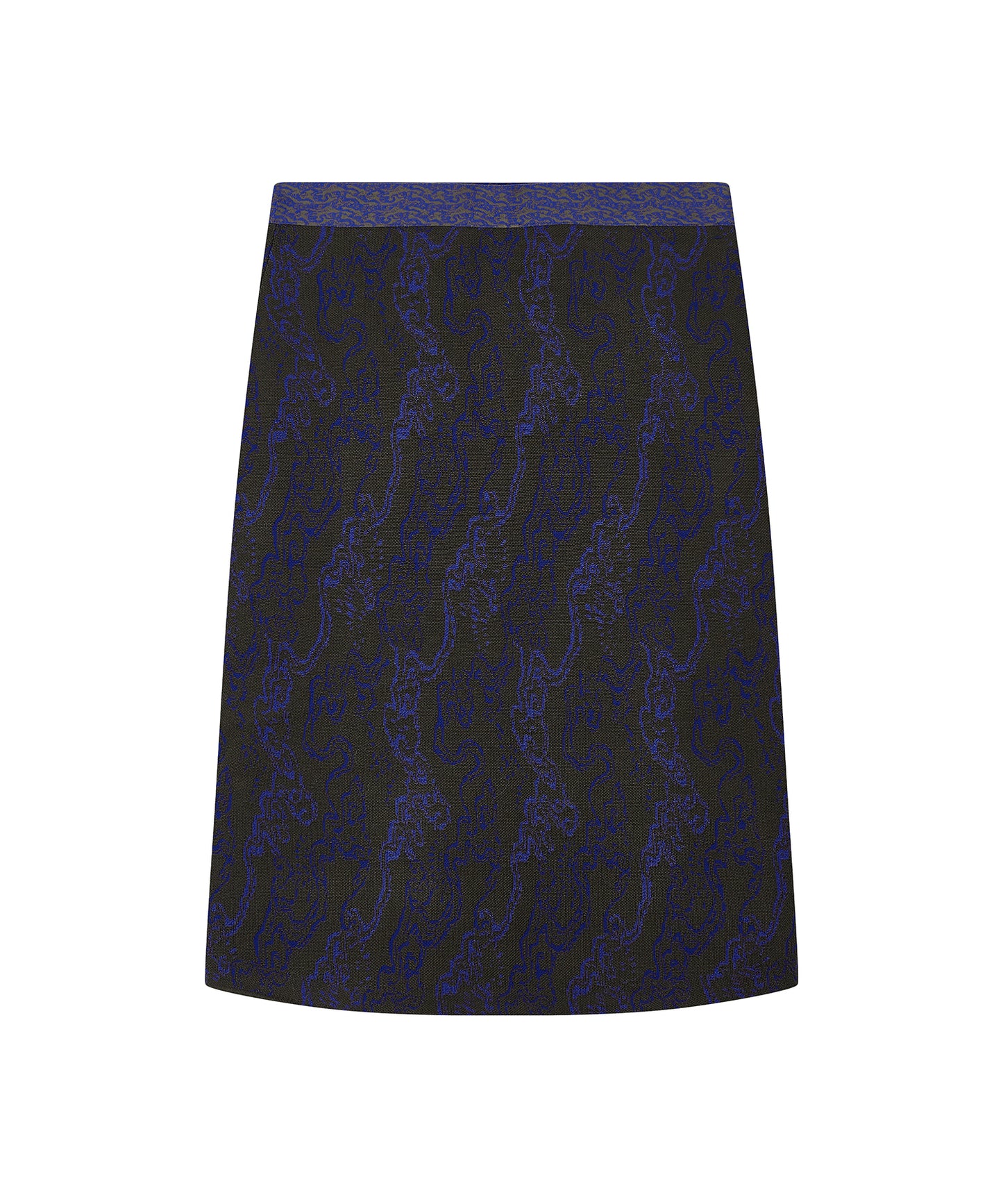 Oriental Cloud and Lock-pattern Jacquard-knit Skirt
