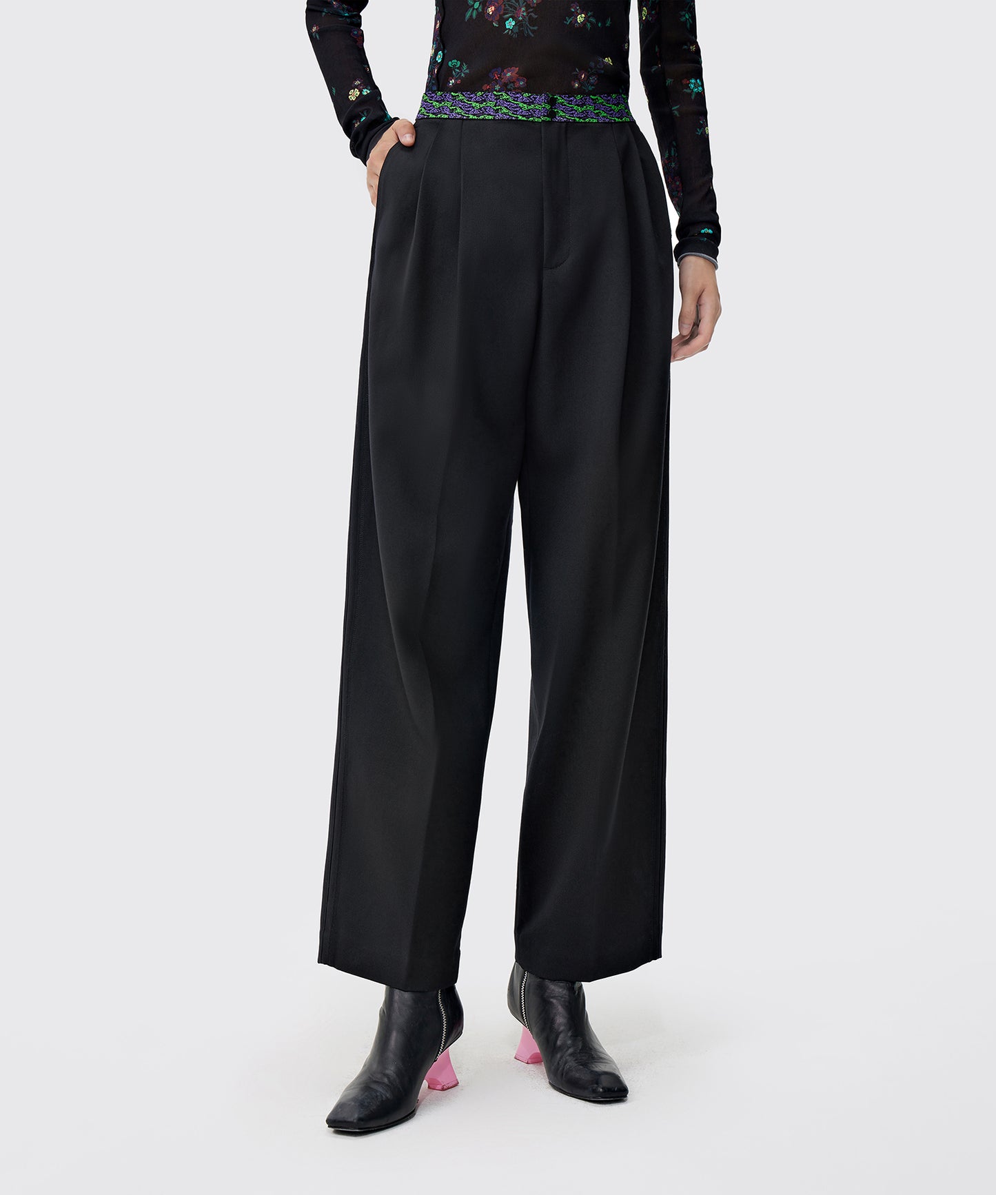 Jacquard-knit Wool-blend Straight-leg Trousers