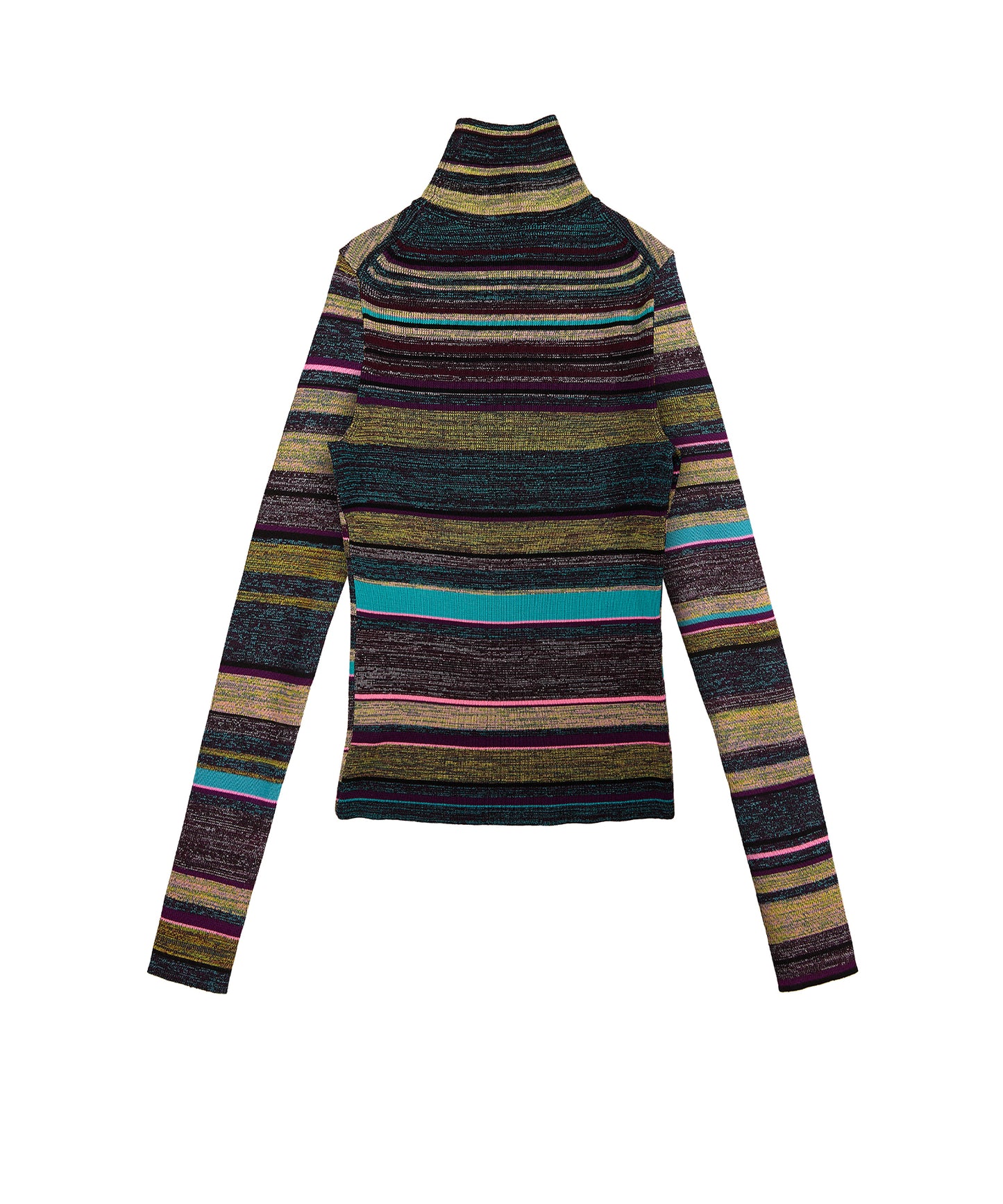 Multi-color Striped Wool-blend Roll-neck Sweater