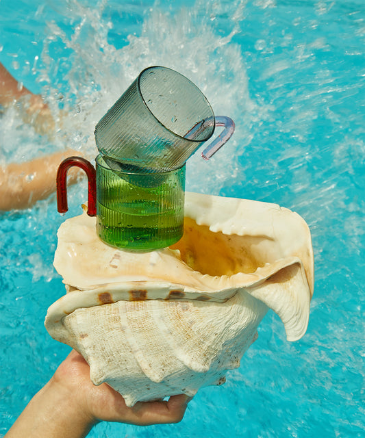 HOME Striped-pattern U-shaped Handle Cup