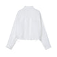 Oversized Drawstring Cotton Cropped Shirt