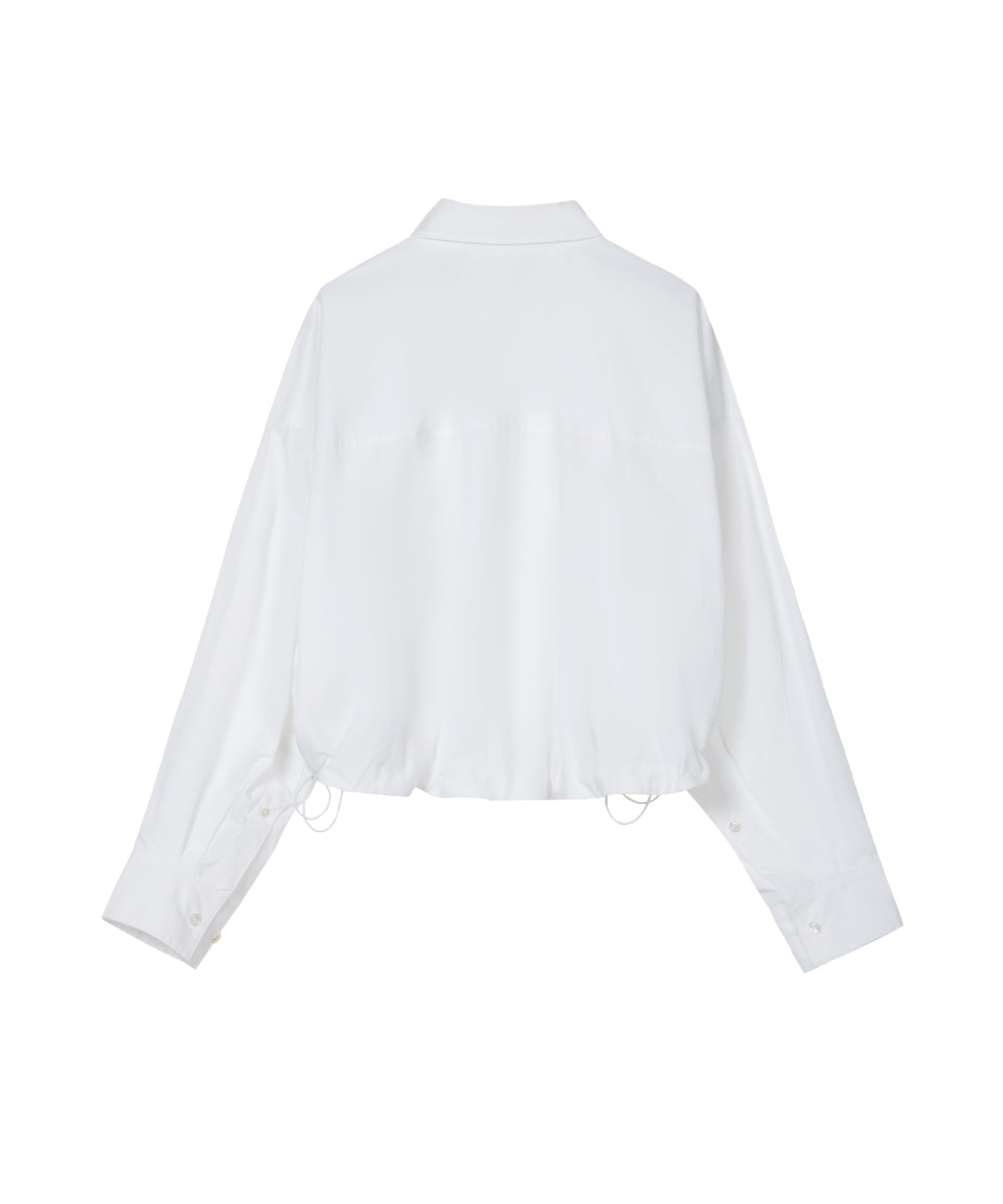 Oversized Drawstring Cotton Cropped Shirt