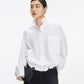 Oversized Drawstring Cotton Cropped Shirt