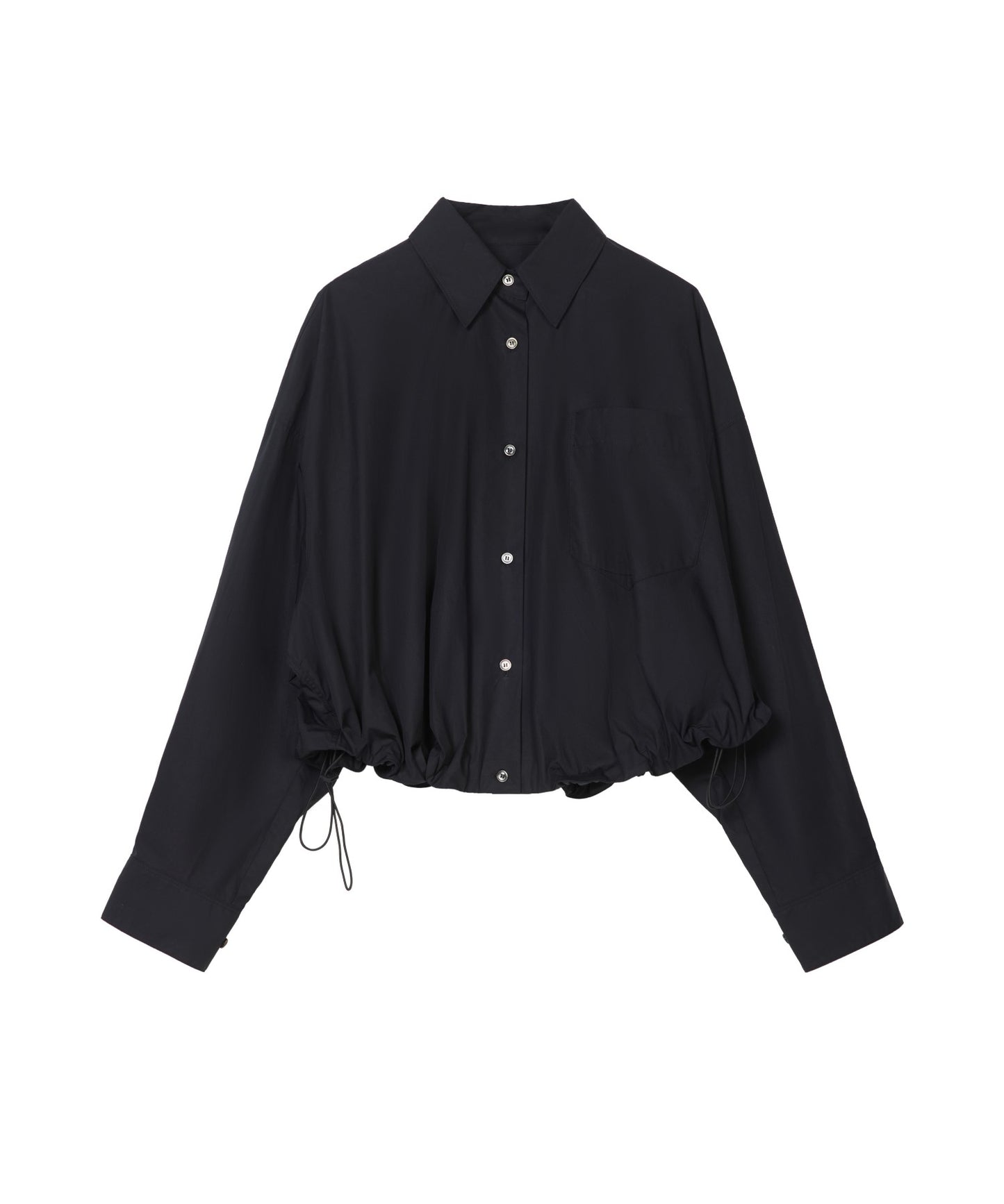 Oversized Drawstring Cotton Cropped Shirt