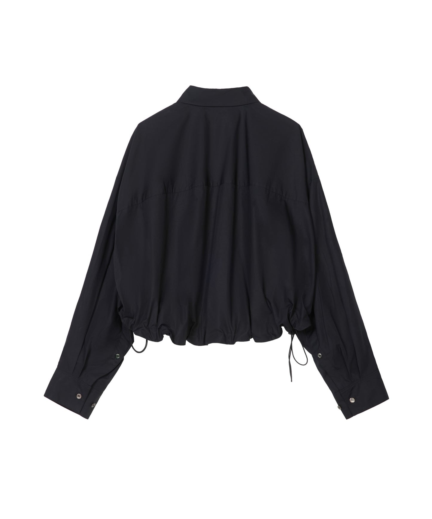 Oversized Drawstring Cotton Cropped Shirt