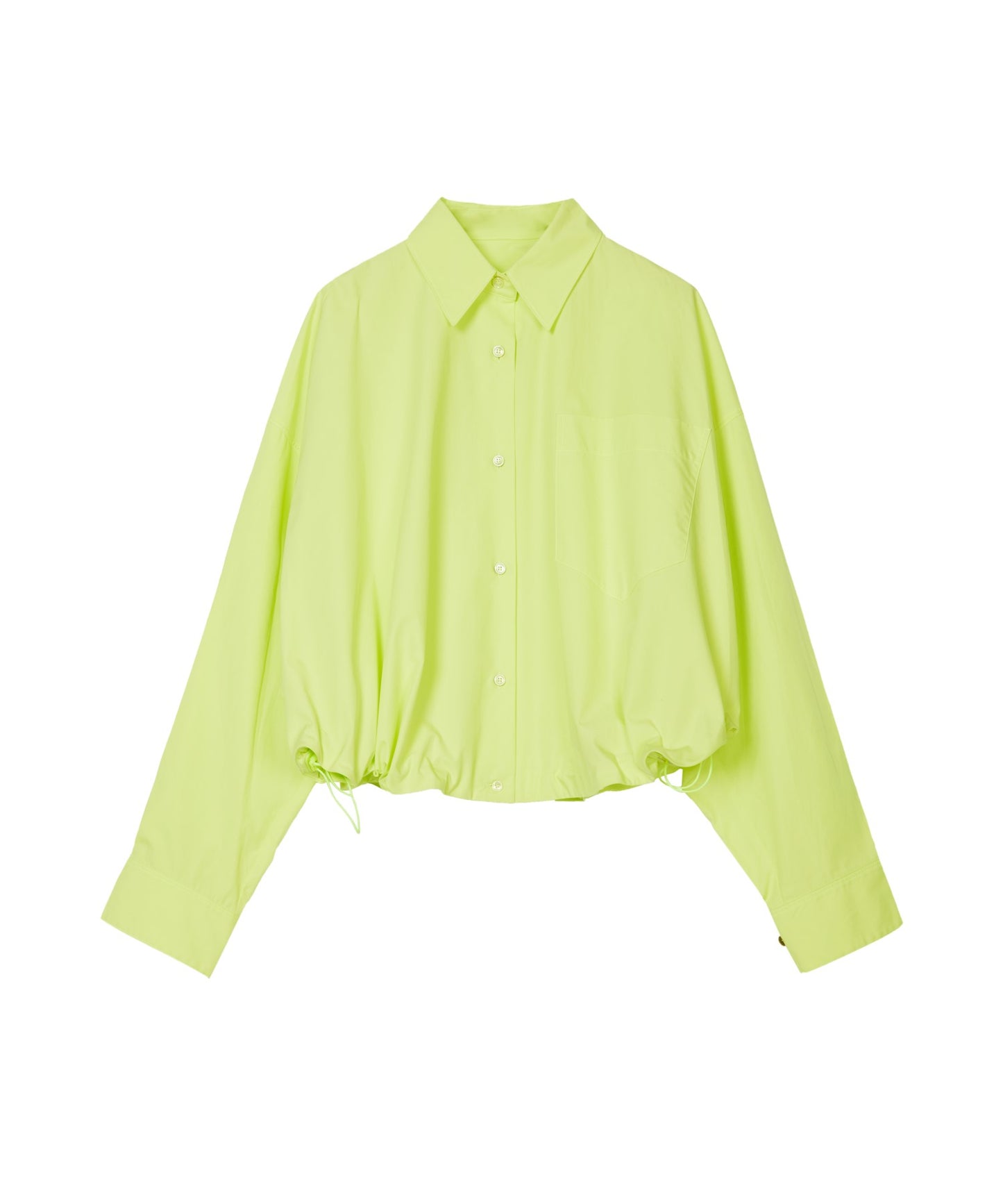 Oversized Drawstring Cotton Cropped Shirt