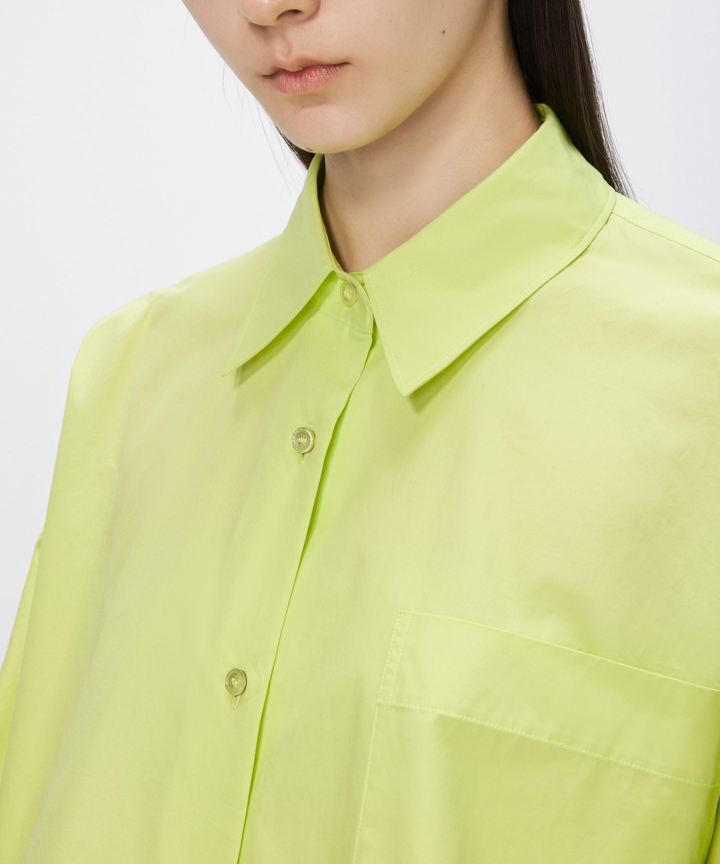 Oversized Drawstring Cotton Cropped Shirt