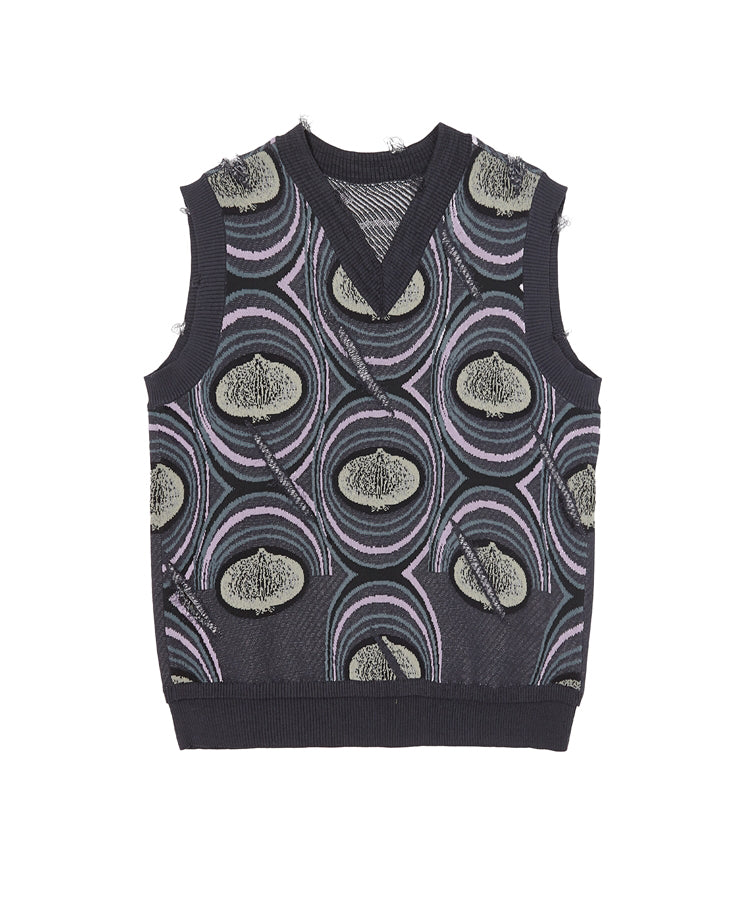 Eye-catching Onion-jacquard Cotton-blend Sweater Vest