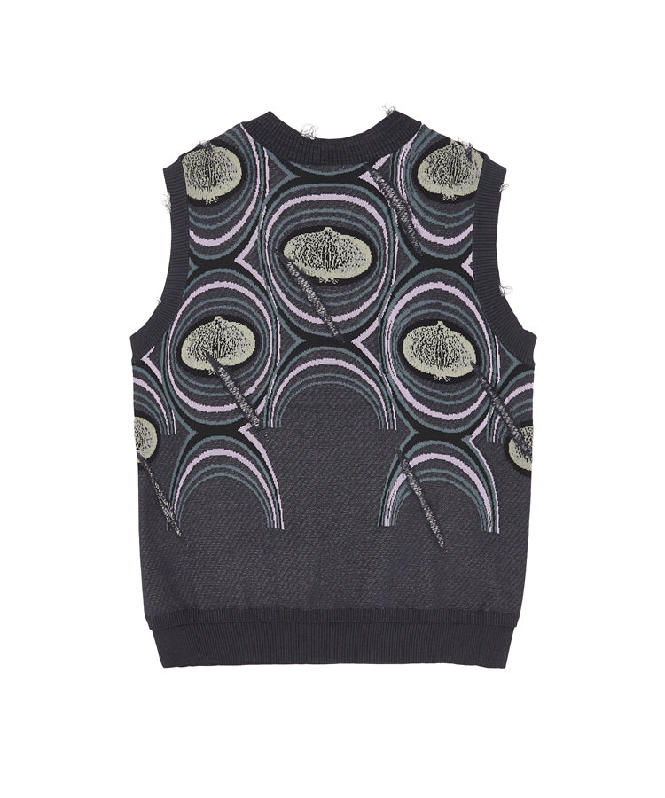 Eye-catching Onion-jacquard Cotton-blend Sweater Vest