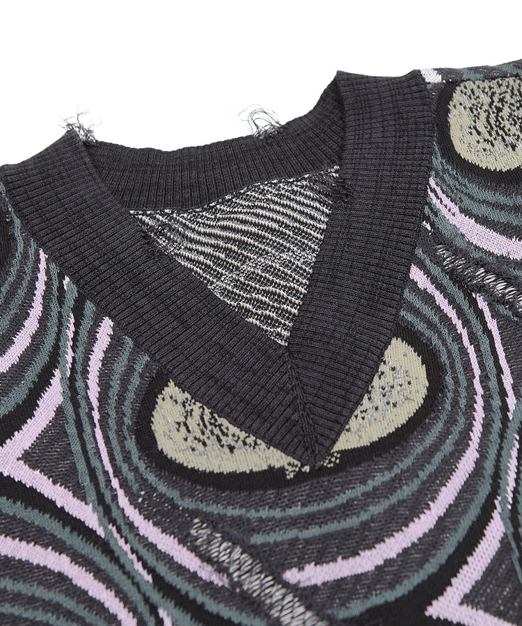 Eye-catching Onion-jacquard Cotton-blend Sweater Vest