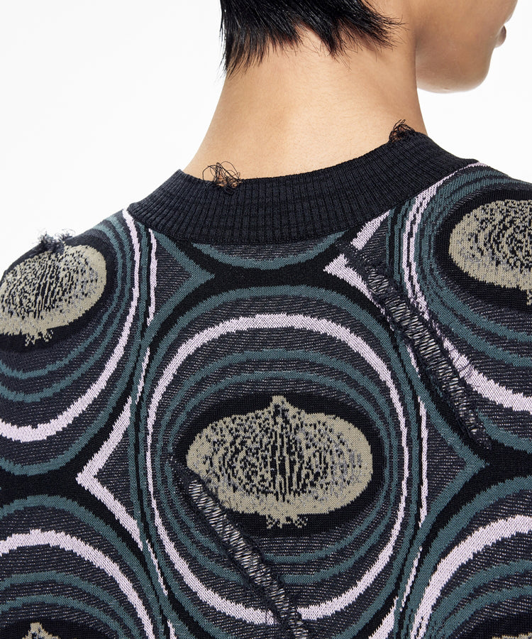 Eye-catching Onion-jacquard Cotton-blend Sweater Vest