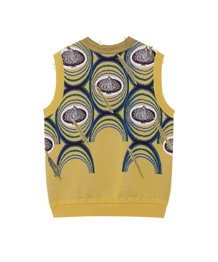 Eye-catching Onion-jacquard Cotton-blend Sweater Vest