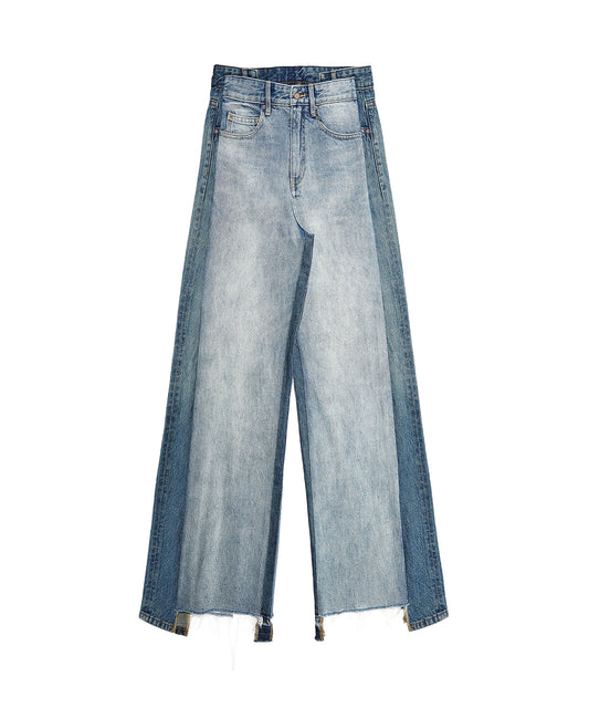 Deconstructed Flared-leg Jeans