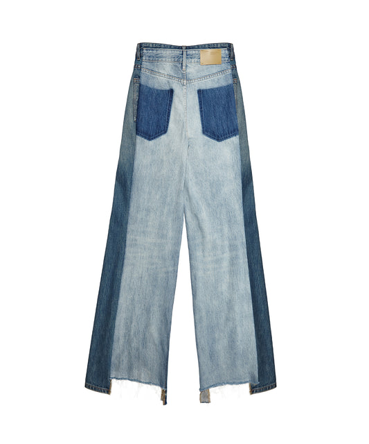 Deconstructed Flared-leg Jeans