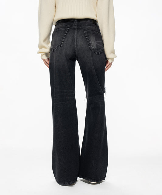 Ripped Mopping Flared Jeans