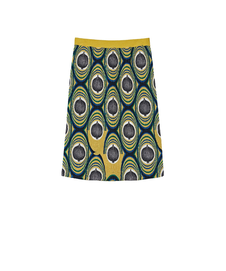 Eye-catching Onion-print Pleated Polyester Midi Skirt