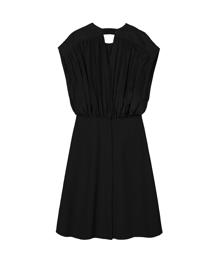 Gathered Draped Silk and Nylon Jersey Dress