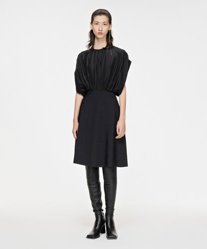 Gathered Draped Silk and Nylon Jersey Dress