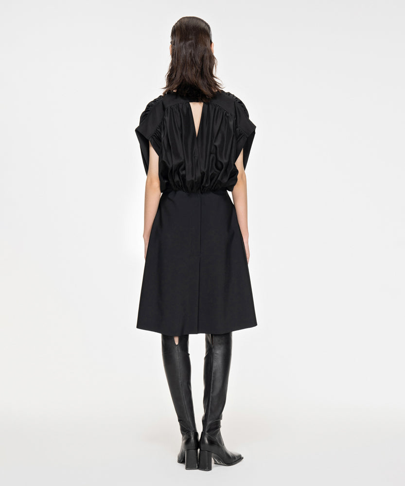 Gathered Draped Silk and Nylon Jersey Dress