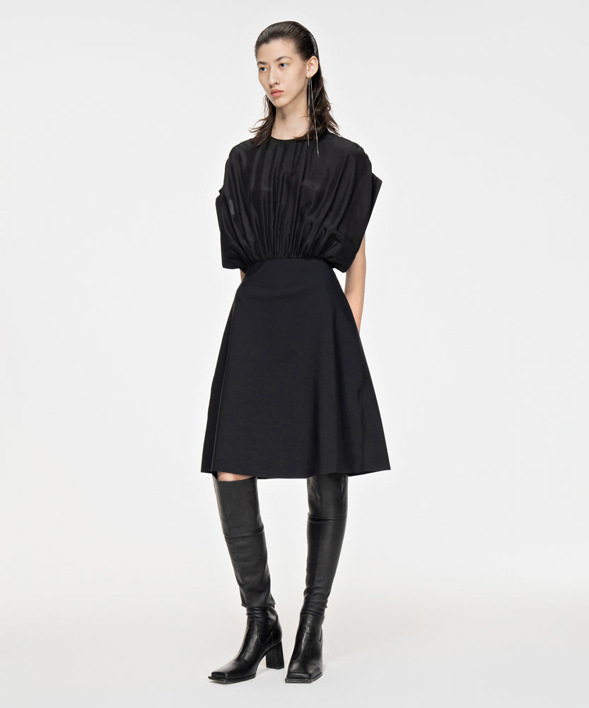 Gathered Draped Silk and Nylon Jersey Dress