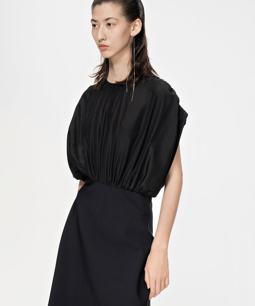 Gathered Draped Silk and Nylon Jersey Dress