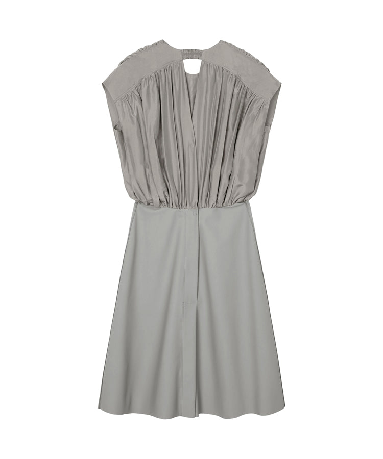 Gathered Draped Silk and Nylon Jersey Dress