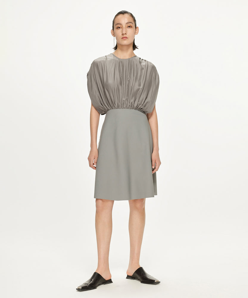 Gathered Draped Silk and Nylon Jersey Dress