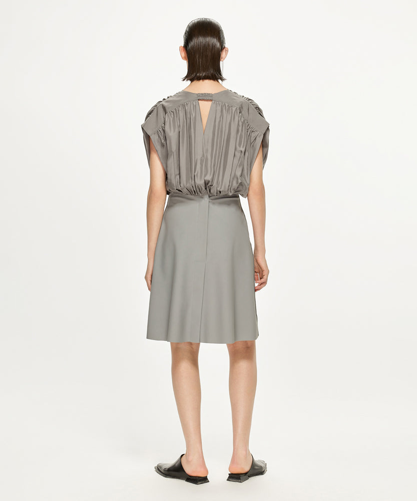 Gathered Draped Silk and Nylon Jersey Dress