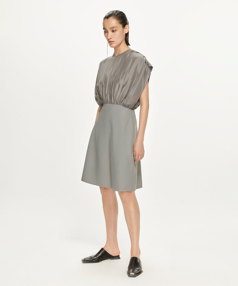 Gathered Draped Silk and Nylon Jersey Dress