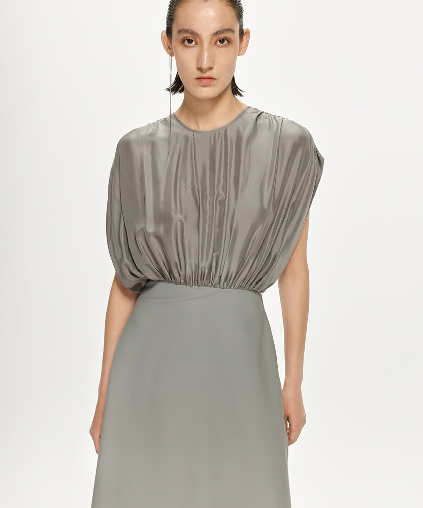 Gathered Draped Silk and Nylon Jersey Dress