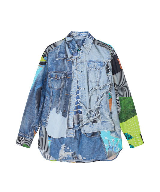 Eye-catching Printed Loose-fit Cotton Shirt