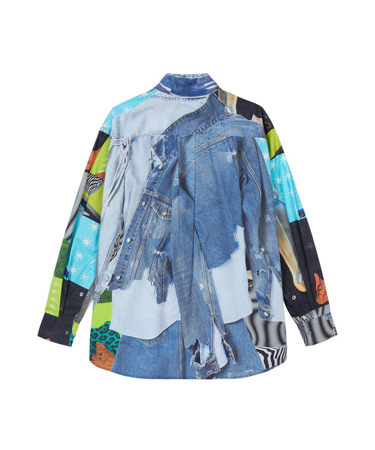 Eye-catching Printed Loose-fit Cotton Shirt