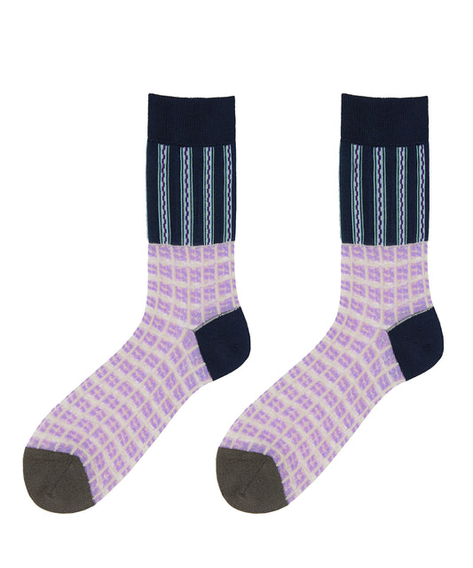 Color-block Stripe and Plaid Nylon Socks