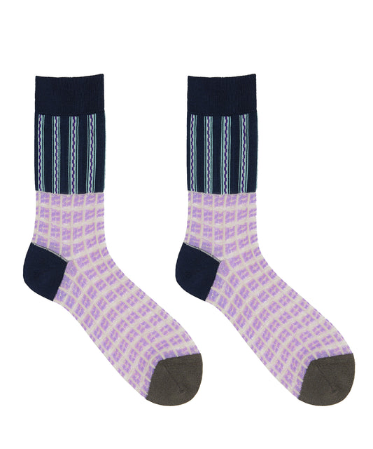 Color-block Stripe and Plaid Nylon Socks