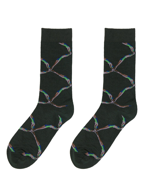 Diamond Plaid-jacquard Stretch Cotton-blend Socks