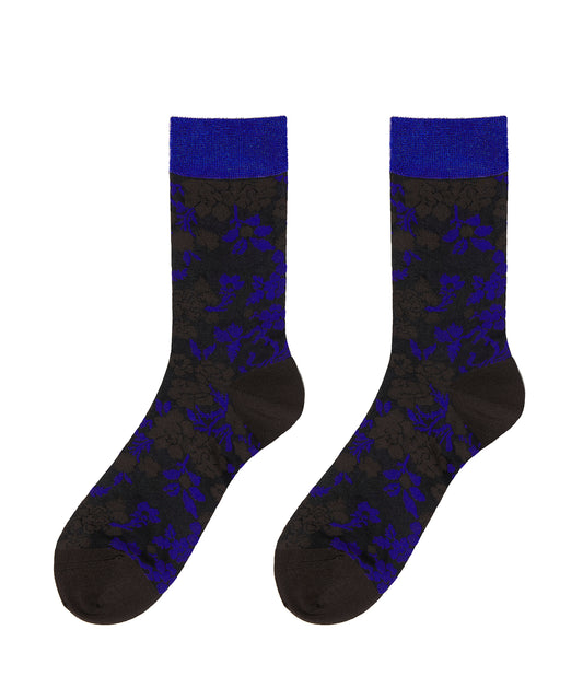 Retro Floral-jacquard Sheer Stretch-nylon Socks