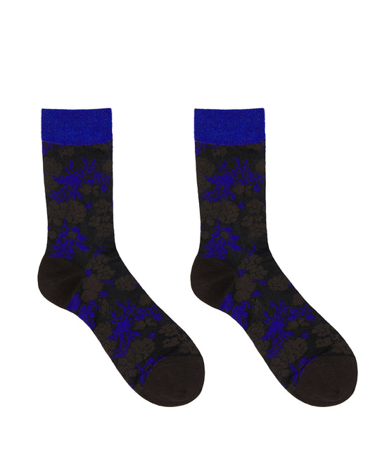 Retro Floral-jacquard Sheer Stretch-nylon Socks