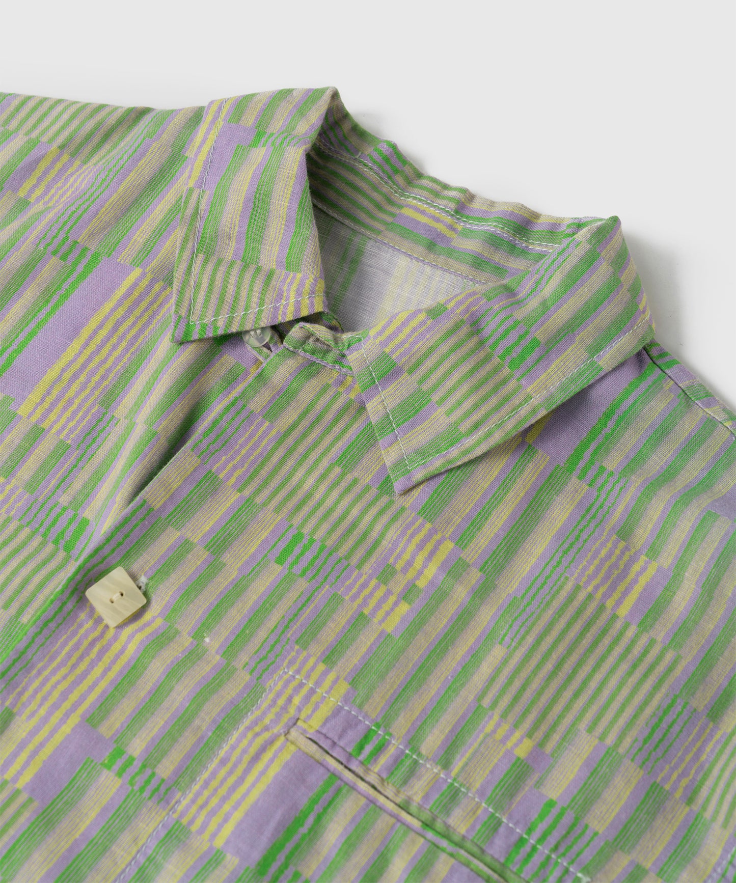 HOME Genderless Loose-fit Geometric-print Linen-blend Pajama Shirt