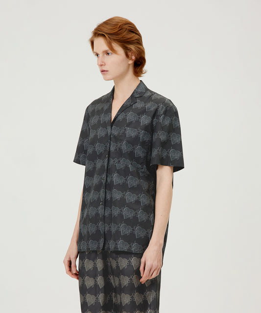 Tattoo Heart-print Cotton-poplin Shirt