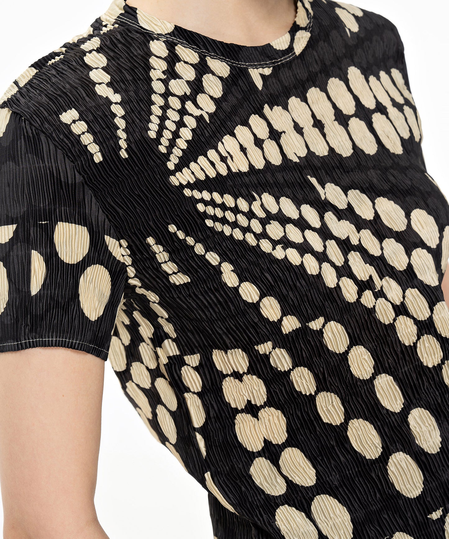 Polka-dot Technical-pleated Polyester Top