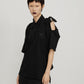 Cutout-shoulder Bow Cotton-jersey Shirt